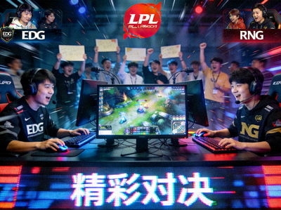 LPL电竞比赛中EDG战队与RNG战队的精彩对决画面